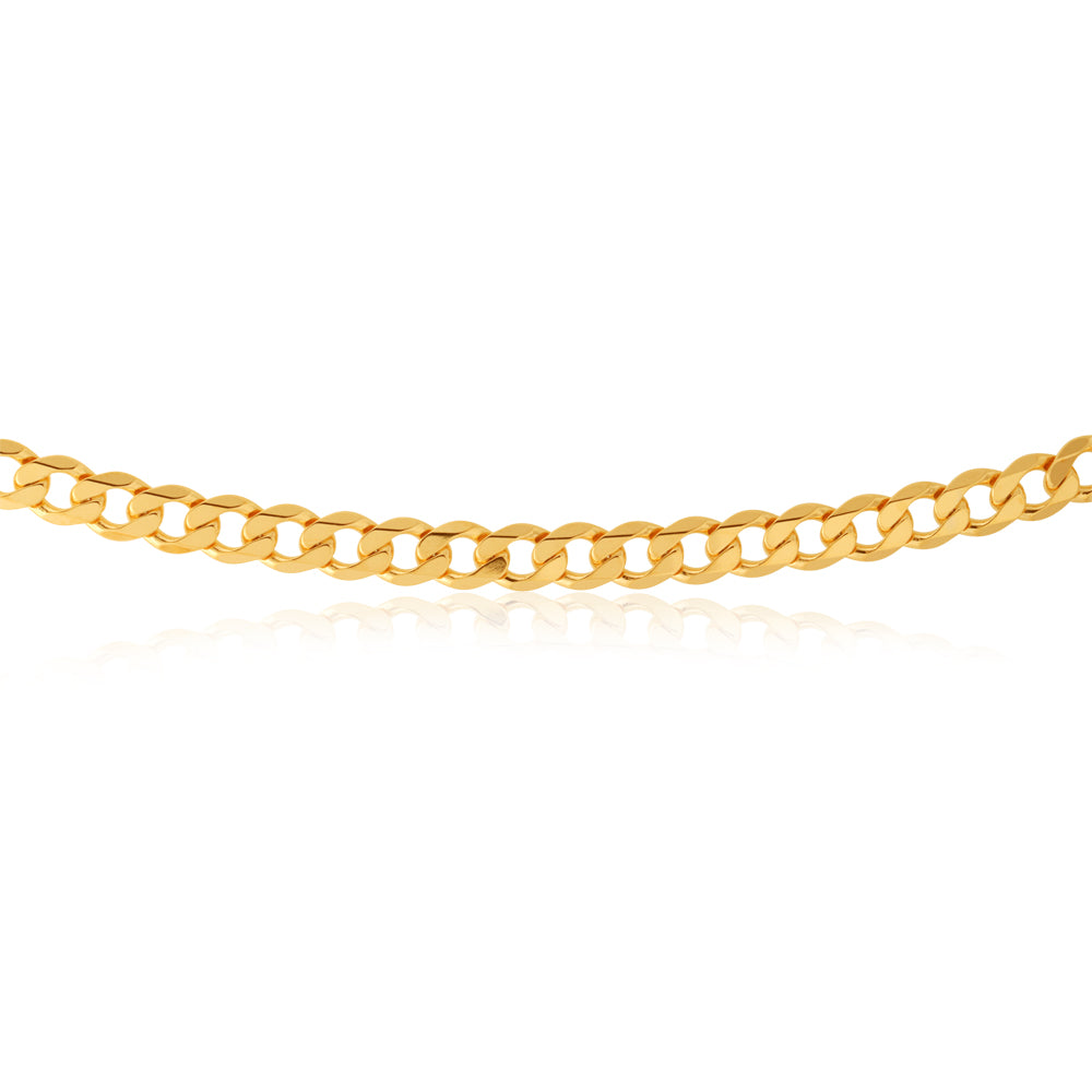 60cm 150 Gauge 9ct Solid Yellow Gold Curb Chain for Everyday Wear