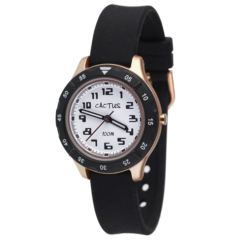 Elegant Rose Gold Cactus Urban CAC146M17 Watch with 32mm Case and Black Silicone Strap