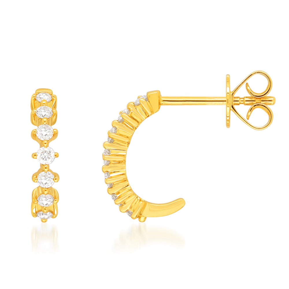 1/5 Carat 9ct Yellow Gold Flawless Cut Stud Earrings with Stunning Design