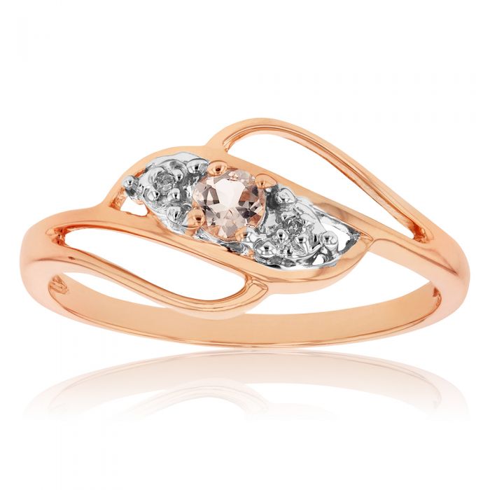Exquisite 9-carat Rose Gold Morganite and Diamond Engagement Ring 9R