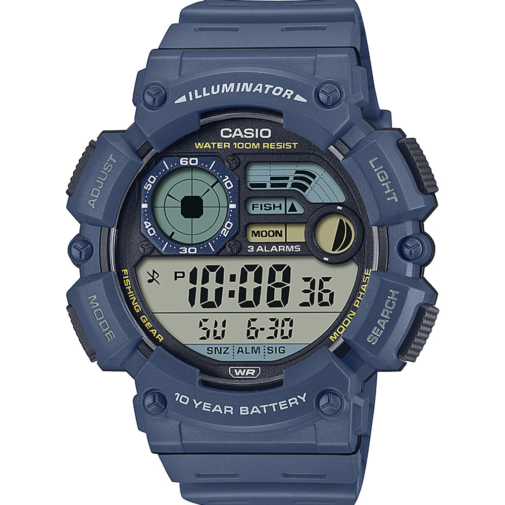 Casio Men's WS1500H-2 HD Digital Fishing Watch in Stylish Blue