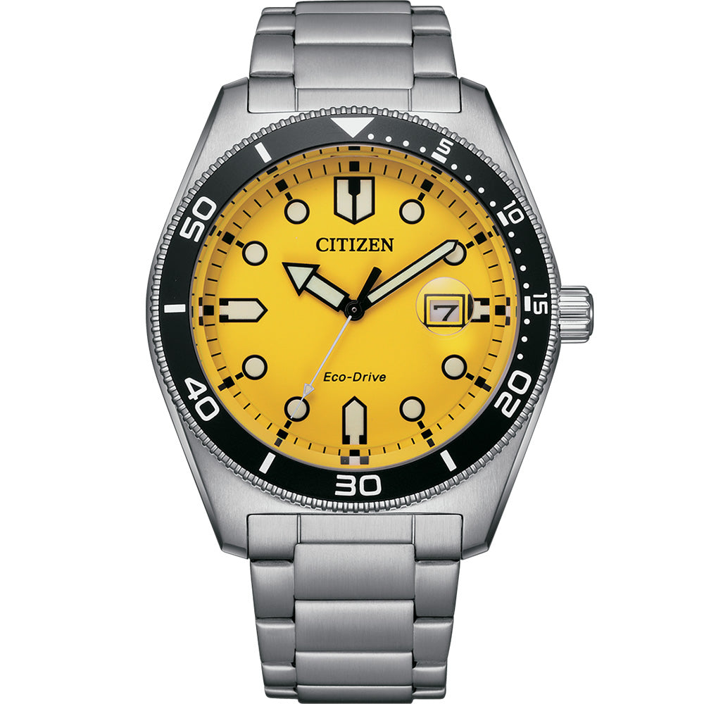 Citizen Eco-Drive AW1760-81Z Luxury Sports Watch with Canary Yellow Dial