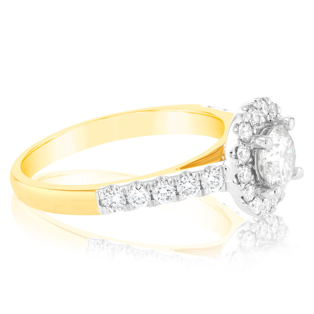 Exquisite 18 - carat Yellow Gold Engagement Ring Featuring a 1.00 - carat Diamond and a 0.50 - carat Australian Diamond