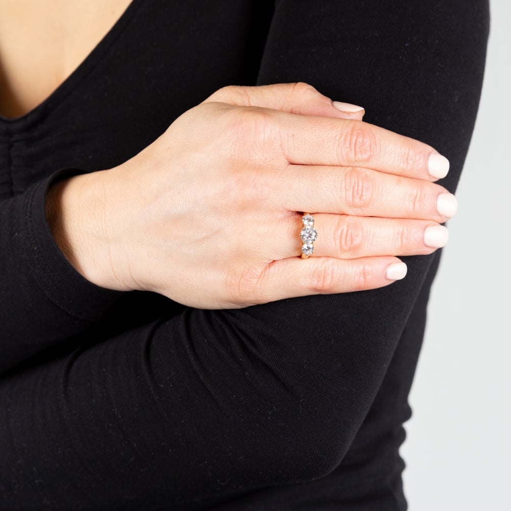 9ct Alluring Yellow Gold Cubic Zirconia Three - Stone Ring