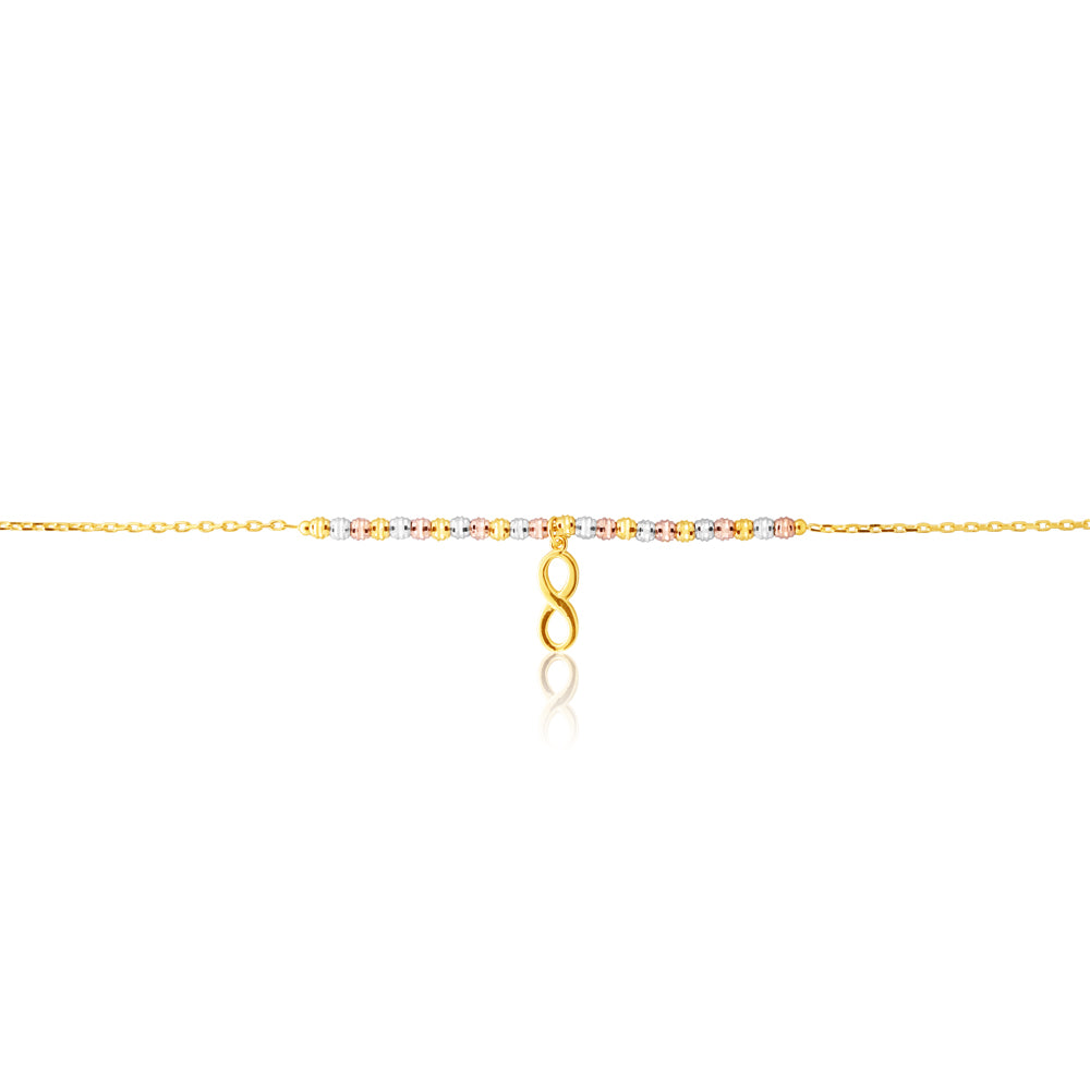 27cm 9 Carat Gold Figaro Style Infinity Design Anklet for Women's Everyday Wear