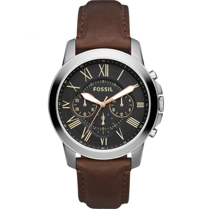 Fossil Grant FS4813 Men's Brown Leather Chronograph Watch