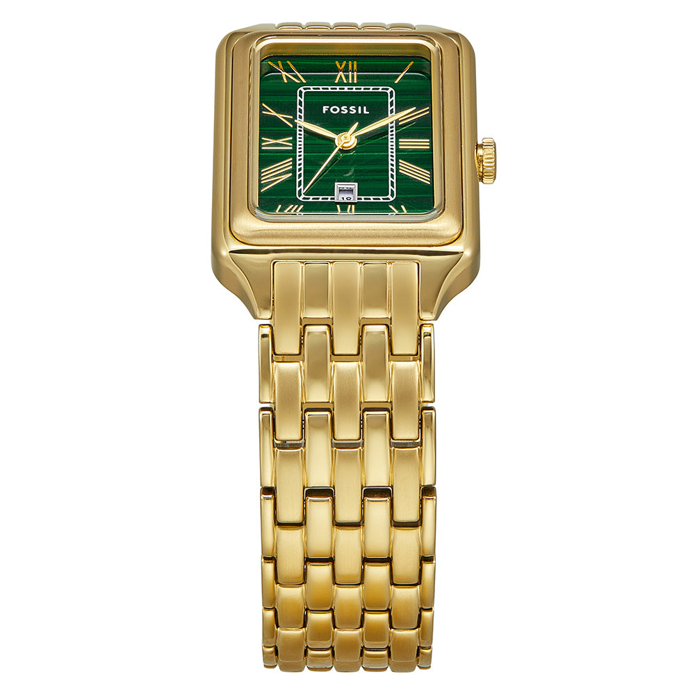 Fossil Stylish Raquel ES5341 Ladies' Wristwatch with Green and Gold Accents