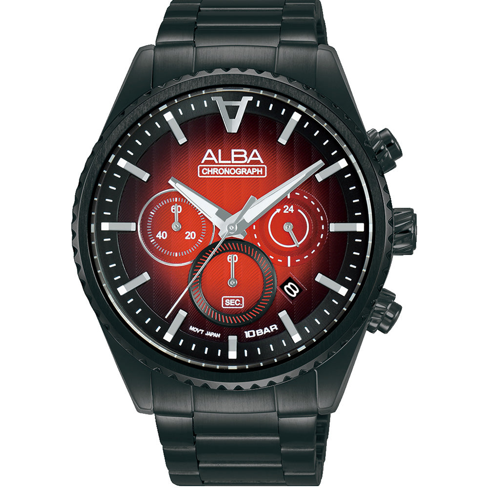 Alba AT3H91X Signa Men's Black Stainless Steel Chronograph Watch