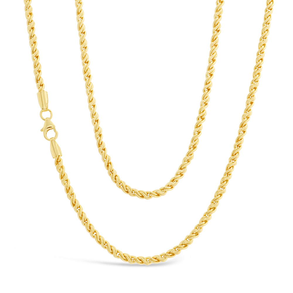 45cm Long 9 Carat Yellow Gold-Plated Rope Chain for Fashionable Outfits