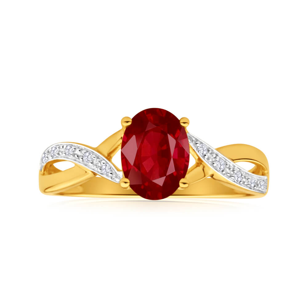 Exquisite 9ct Yellow Gold Dazzling Diamond and Garnet Finger Ring