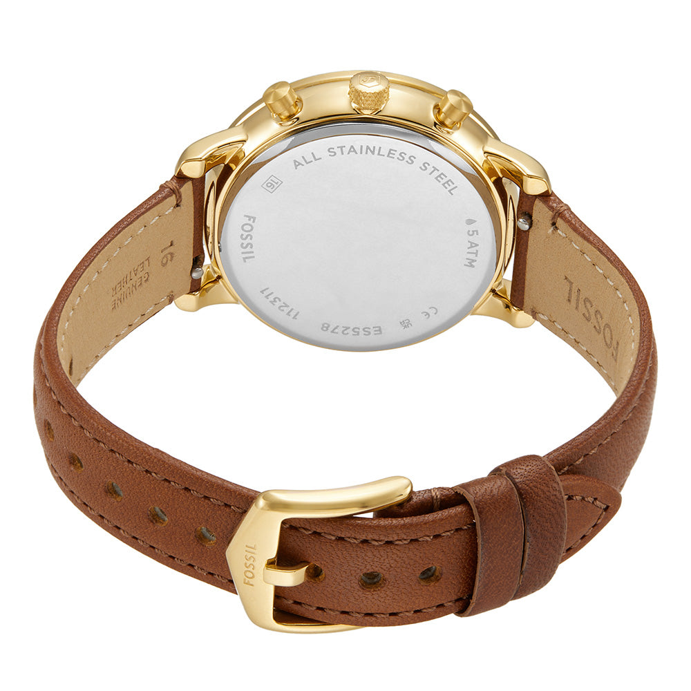 Fossil Neutra ES5278 Luxury Gold Chronograph Watch with Leather Strap
