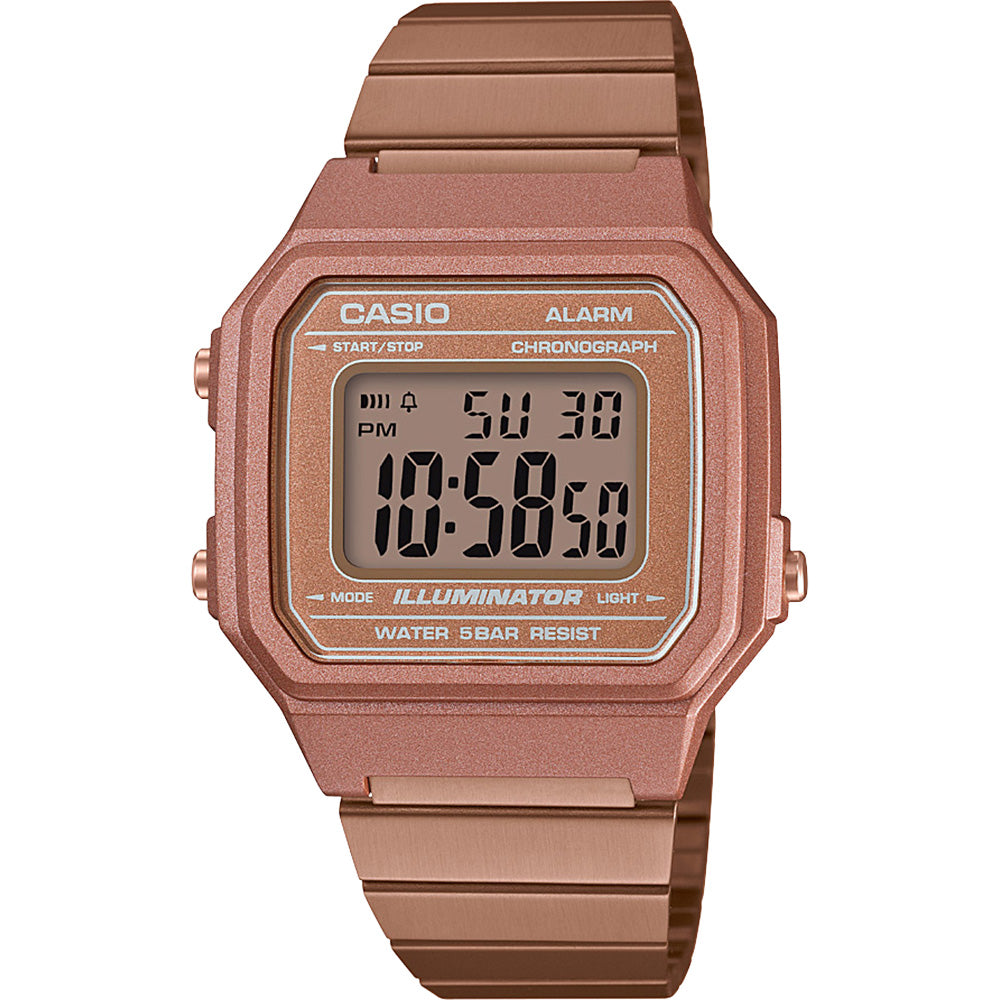 Casio Vintage Digital Watch - B650WC-5A Model with Rose Gold Ion Plated Stainless Steel Band