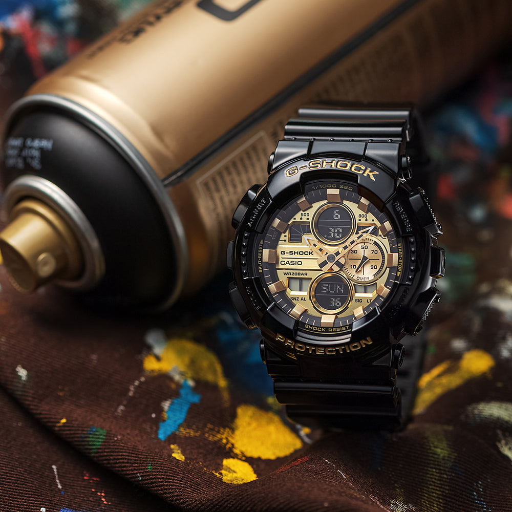 Stylish G-Shock GA-140GB-1A1DR Black and Gold Durable Watch