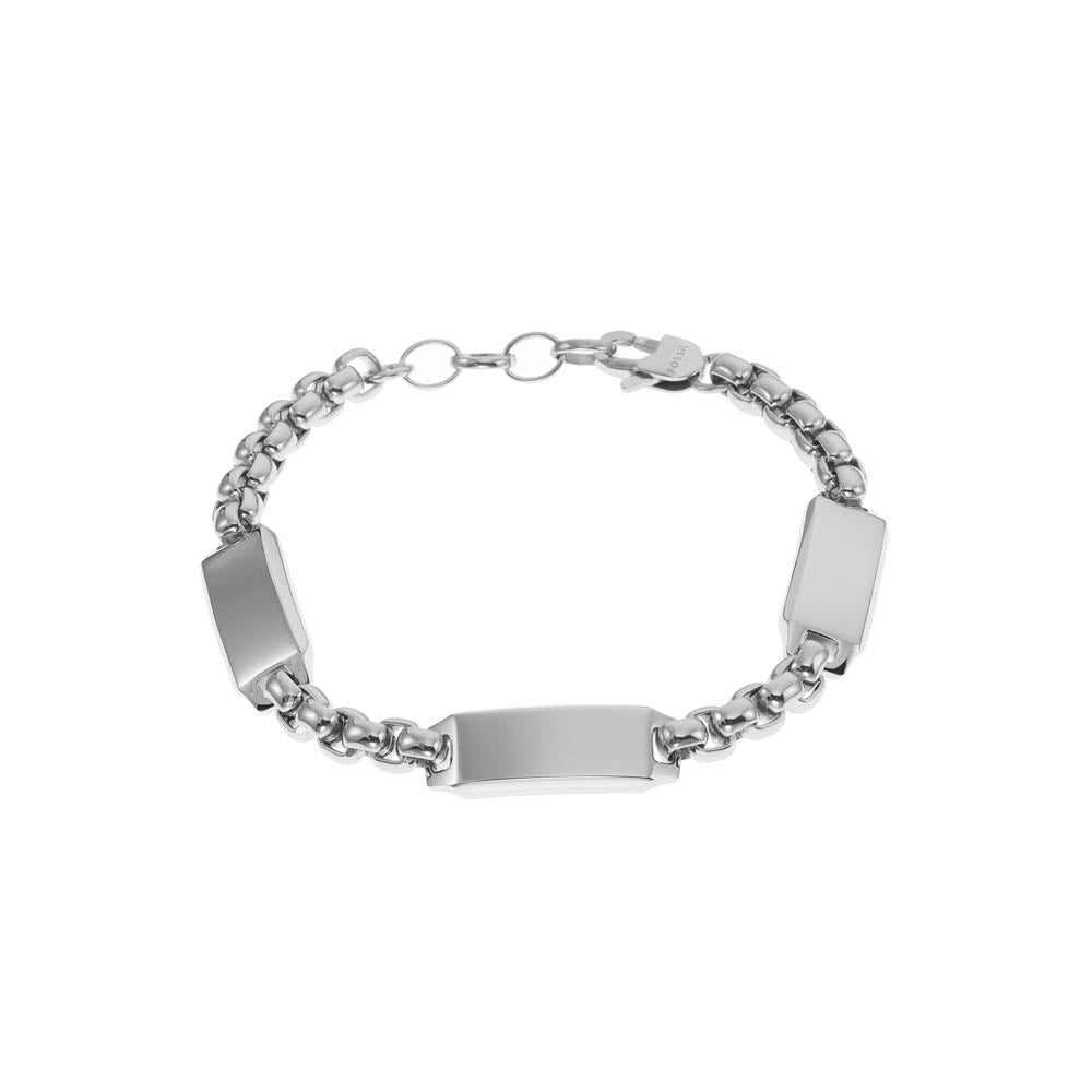 Fossil Branded Stainless Steel Drew Identification Bracelet with 22.5cm Length