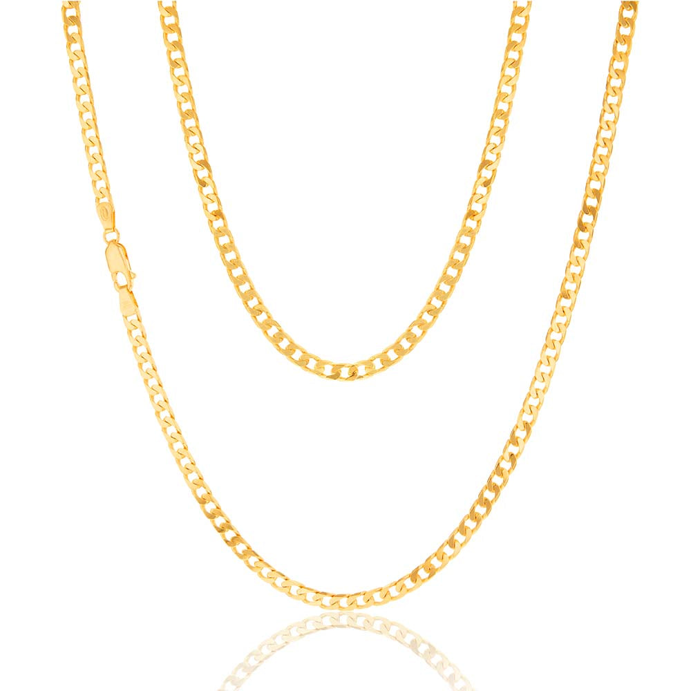 55cm 9ct Solid Yellow Gold 120 Gauge Classic Curb Chain for Men
