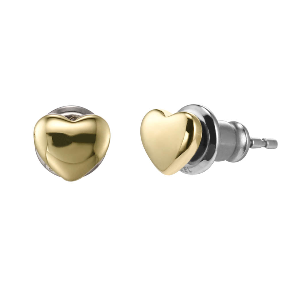 Fossil Fashionable Yellow Gold - Coated Stainless Steel Mother - of - Pearl Earring and Pendant with Chain Jewelry Set
