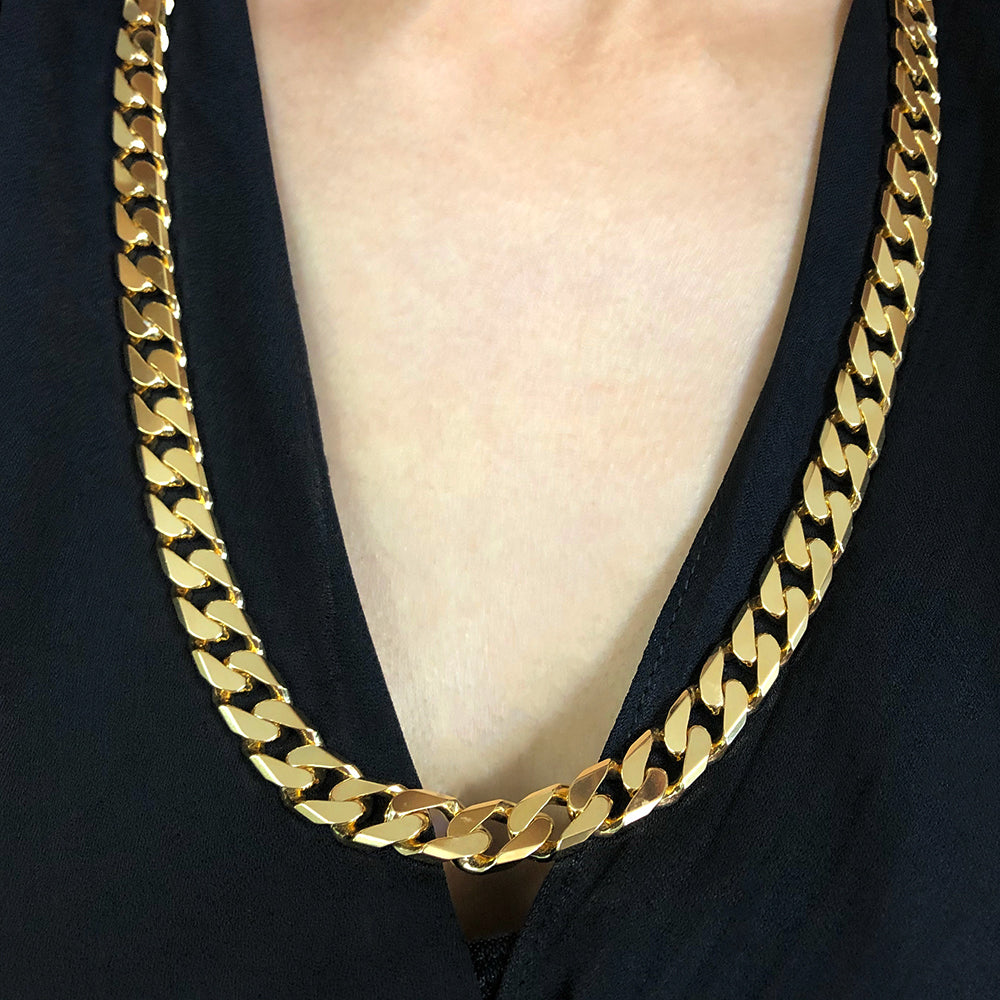 Stunning 9ct Yellow Solid Gold 60cm 300 Gauge Curb Chain for Men