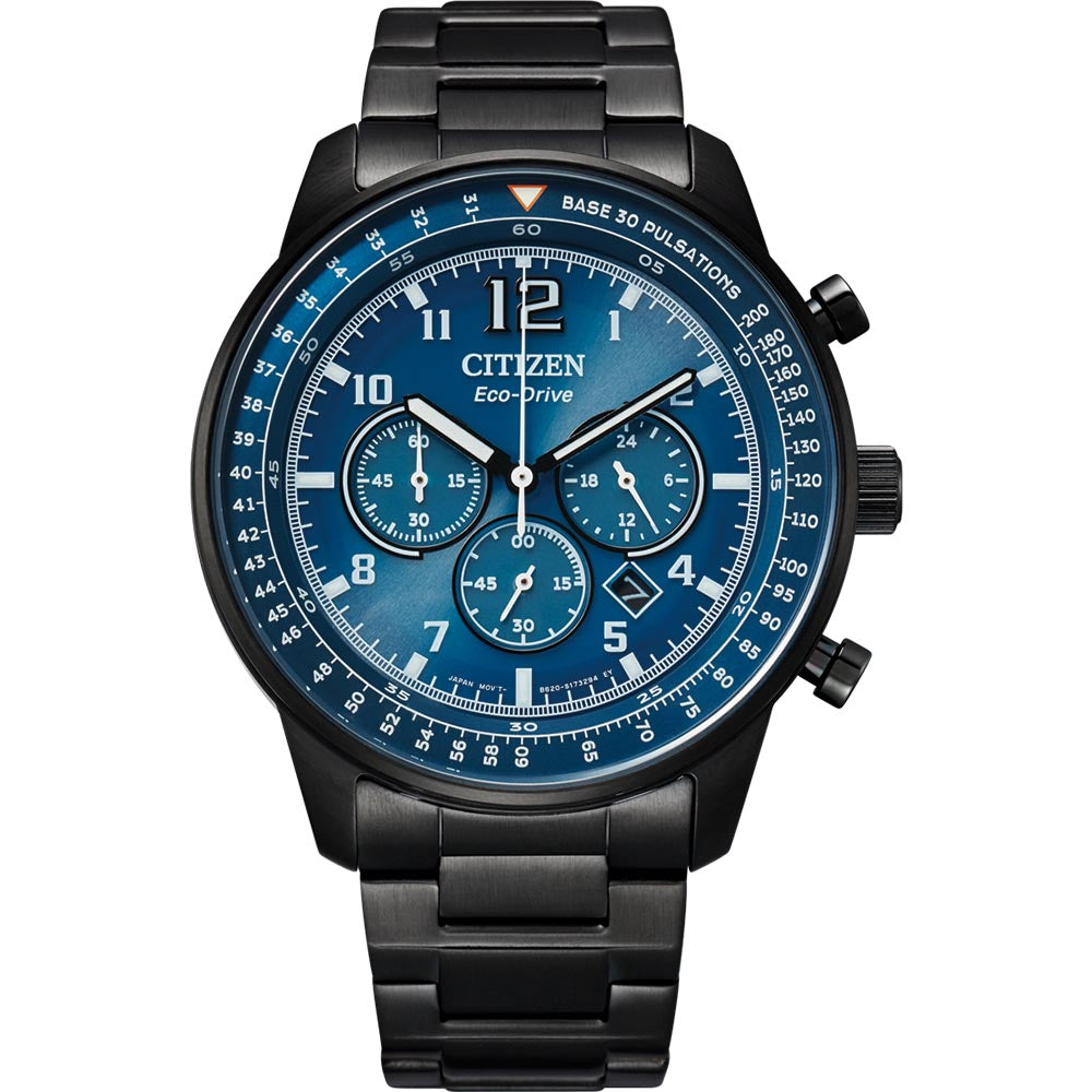 Citizen Men's Eco-Drive CA4505-80L Black Stainless Steel Chronograph Watch