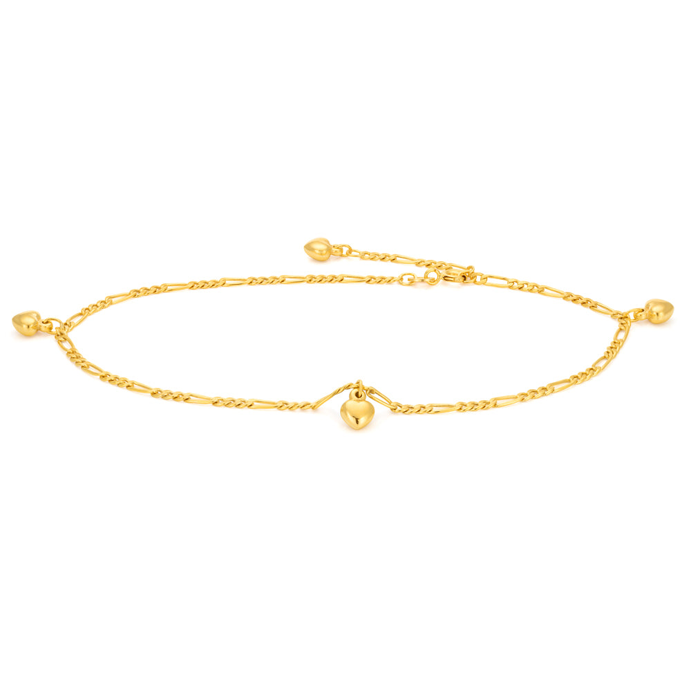 27cm Gold-plated Four-heart Charm Anklet - A Stunning Foot Jewelry Piece