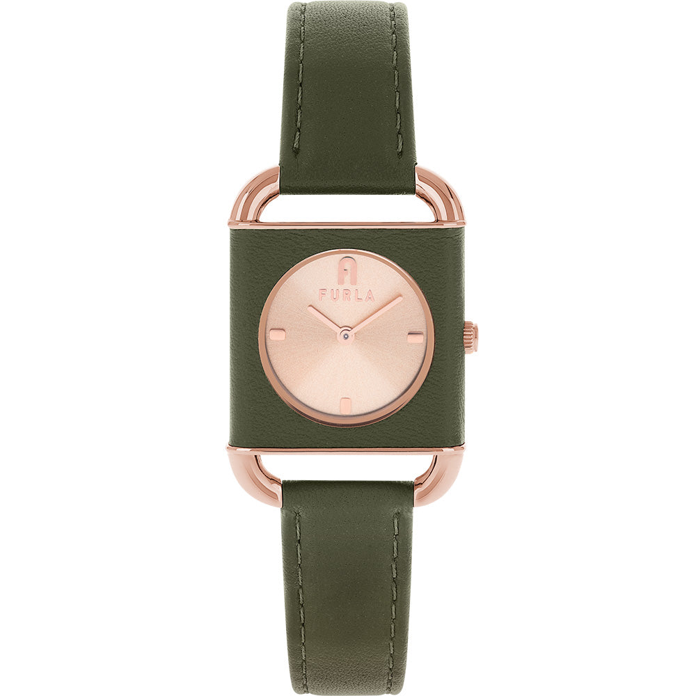 Furla Olive - Green Leather Arco Square Watch WW00017011L3