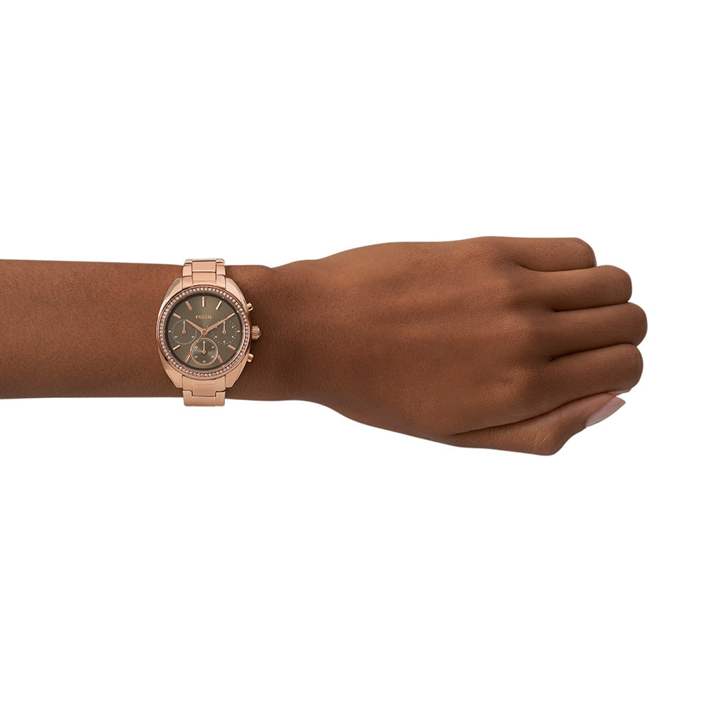 Fossil Vale BQ3659 Quartz Chronograph Watch with Rose Gold Case and Bracelet