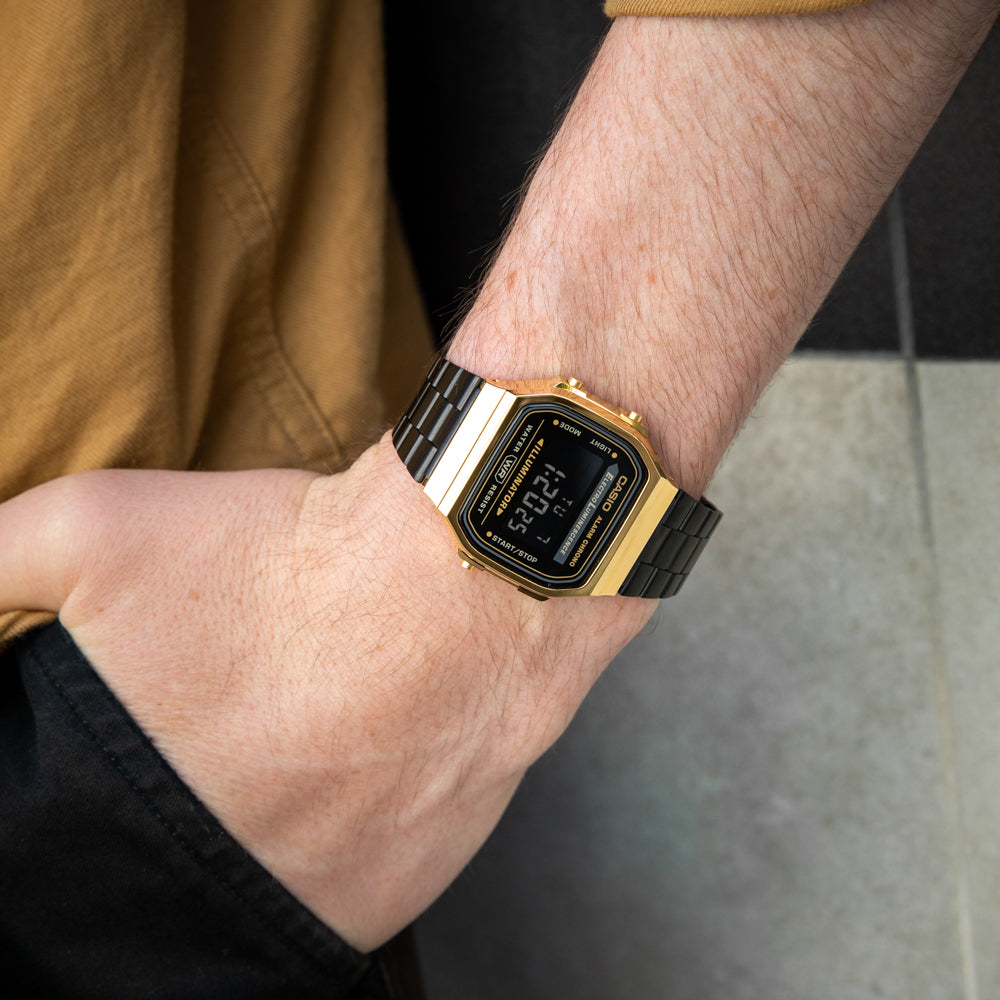 Casio Vintage Digital Watch A168WEGB-1B with Gold & Black Tone