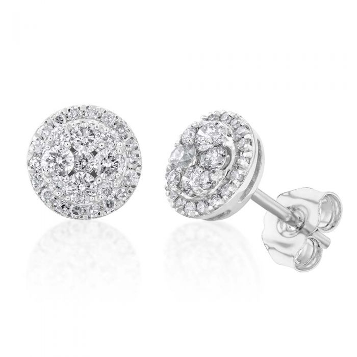 Exquisite 9ct Alluring White Gold Half - Carat Diamond Stud Earrings for Women's Jewelry Collection