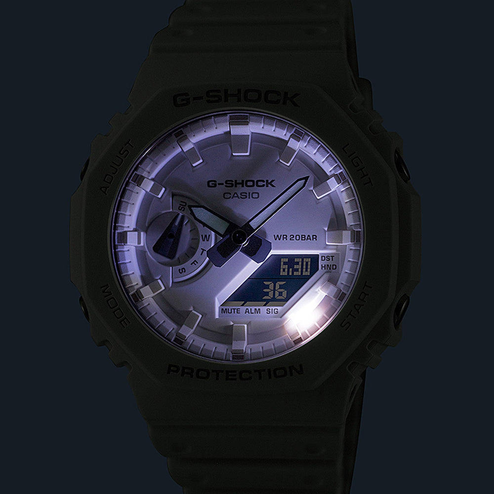 G-Shock GA2100-7A7 Stylish One-Tone Gradation White Men's Wristwatch for Everyday and Outdoor Use
