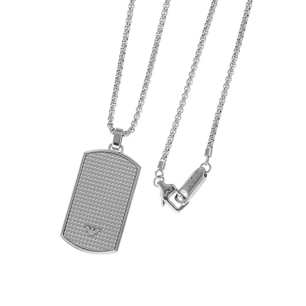 Emporio Armani Stylish Stainless Steel Dog Tag Pendant with Durable Chain