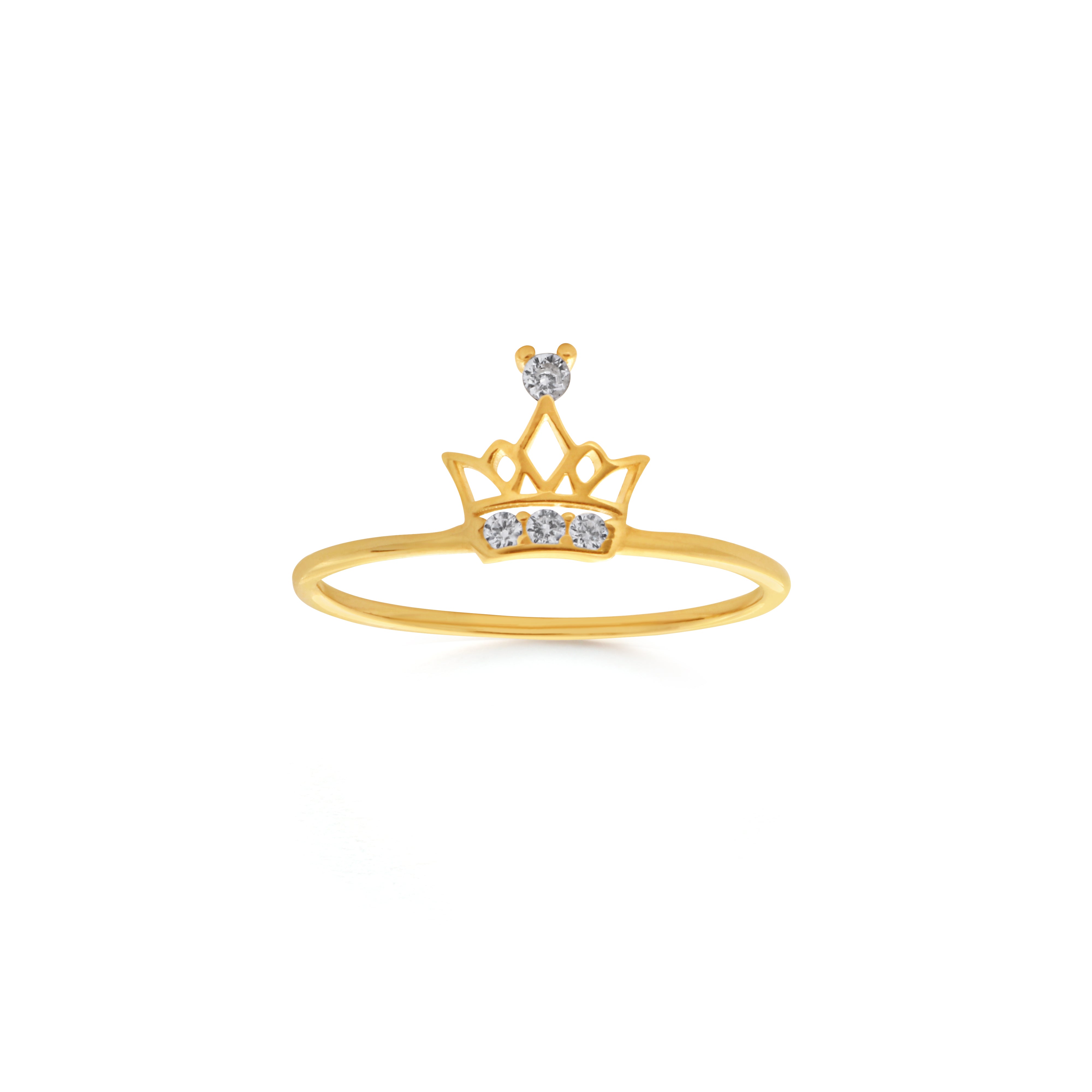9ct Yellow Gold Ring with Cubic Zirconia Crown Design