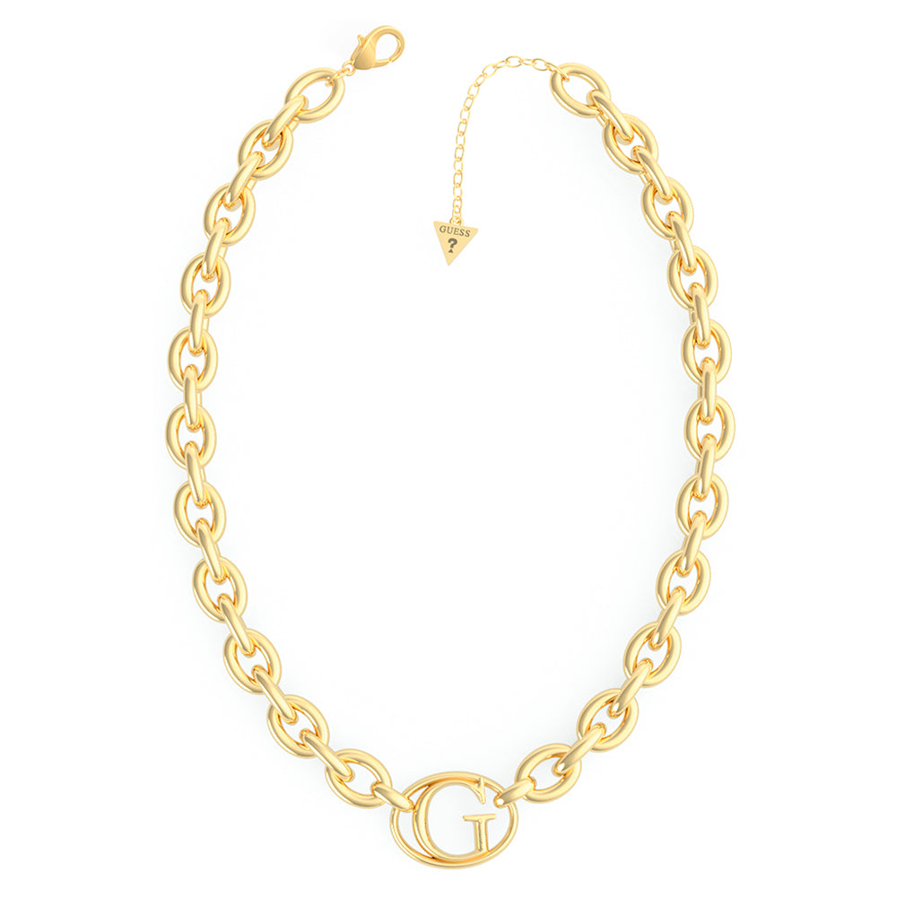 Stylish Guess Gold-Plated 16 - 18 Inch Stainless Steel Chain with 26mm G Logo