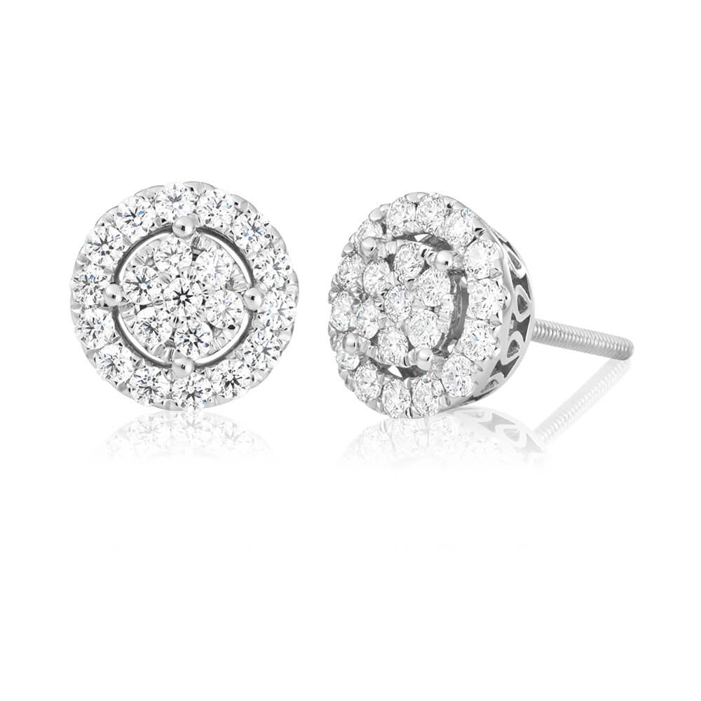 Exquisite 9ct White Gold 5/8 Carat Flawless Cut Diamond Stud Earrings