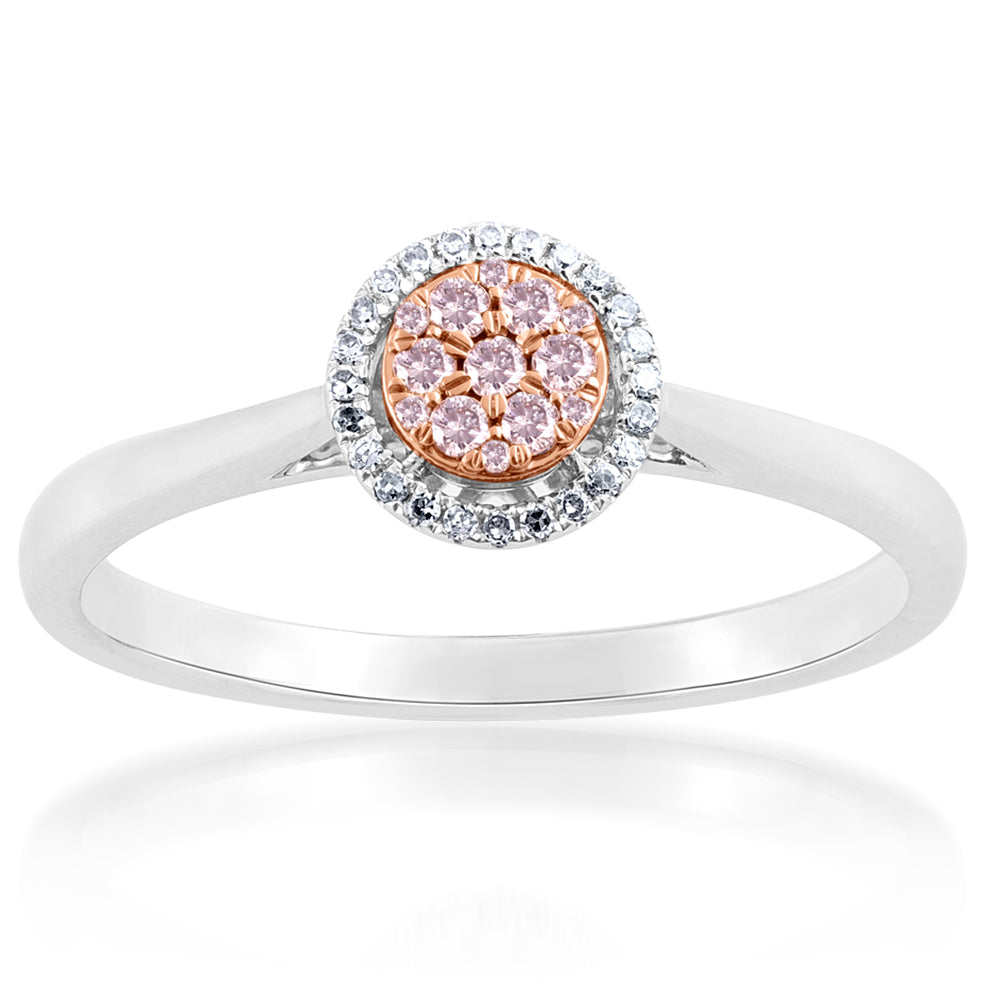 0.15 Carat Diamond Ring in 9ct White and Rose Gold with Pink Argyle Diamonds