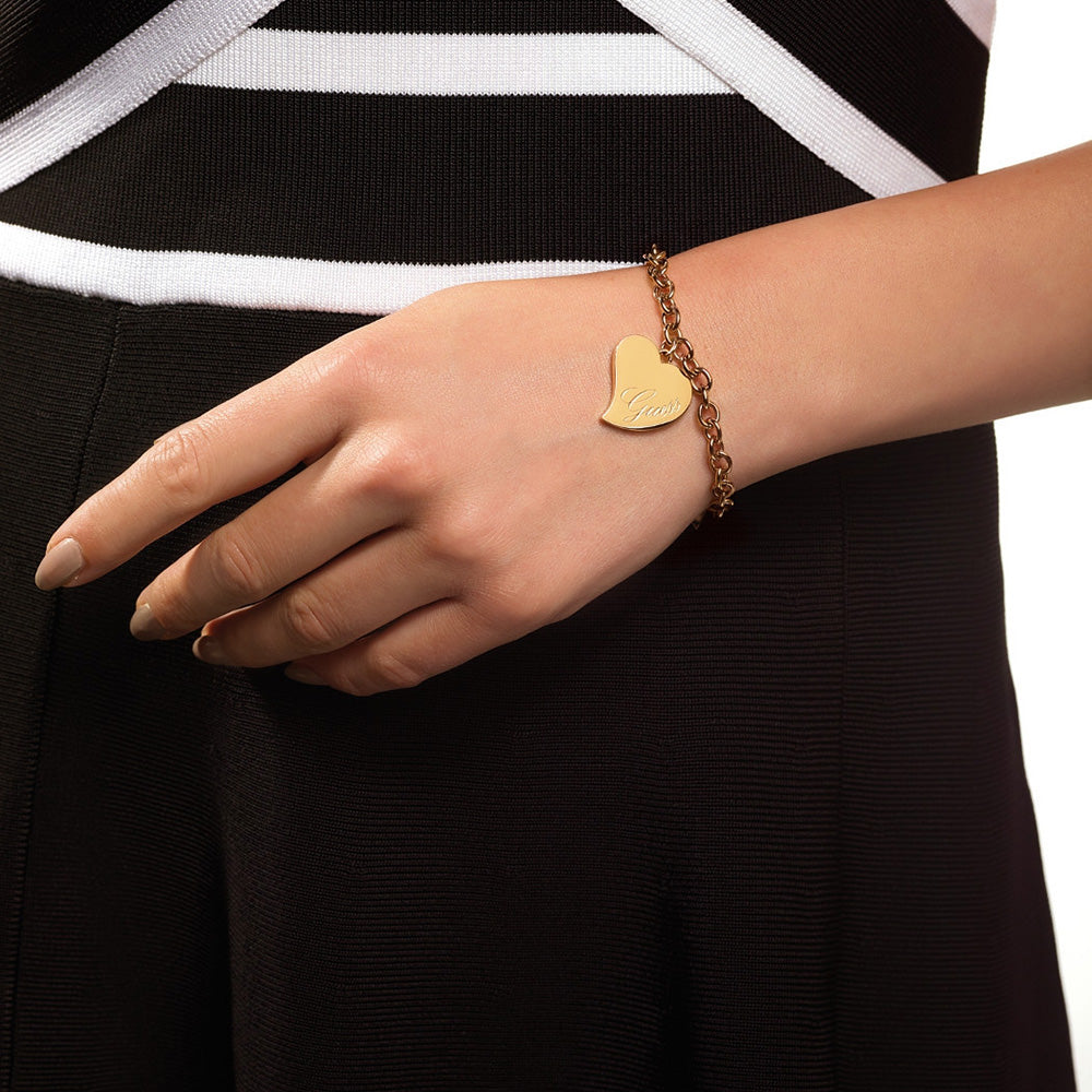 Stylish Guess Gold-Plated Love Heart Design Women's Bracelet for a Charming Look