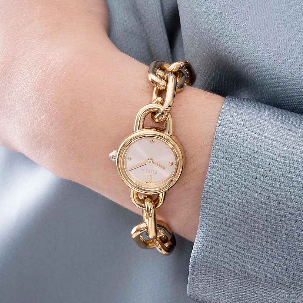 Furla Stainless Steel Chain Bracelet WW00027003L2 with Gold Elements