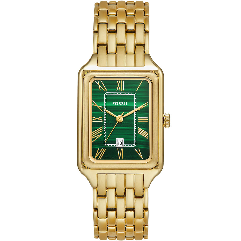 Fossil Stylish Raquel ES5341 Ladies' Wristwatch with Green and Gold Accents
