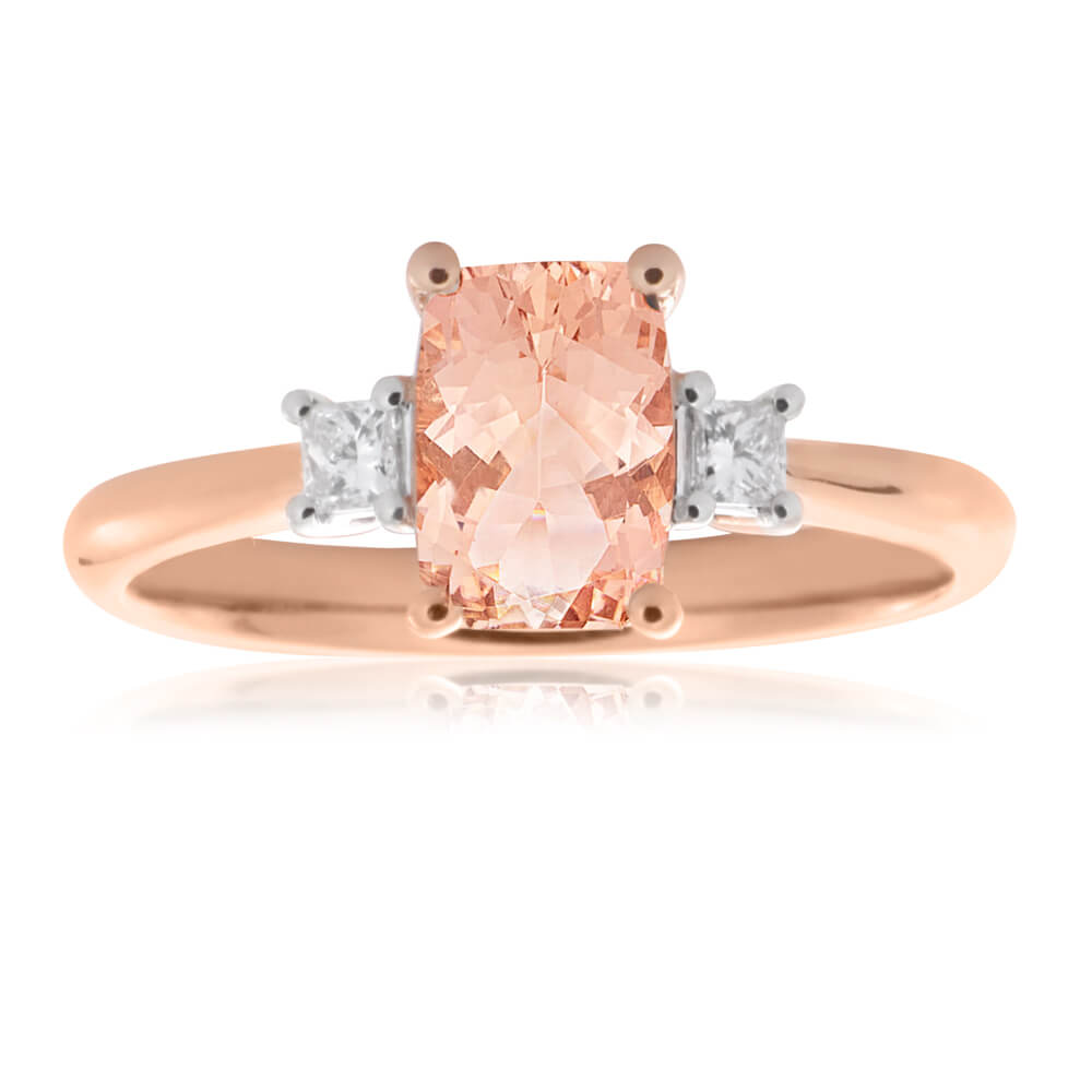 0.75ct Morganite and 0.10ct Diamond Ring in 9ct Rose Gold