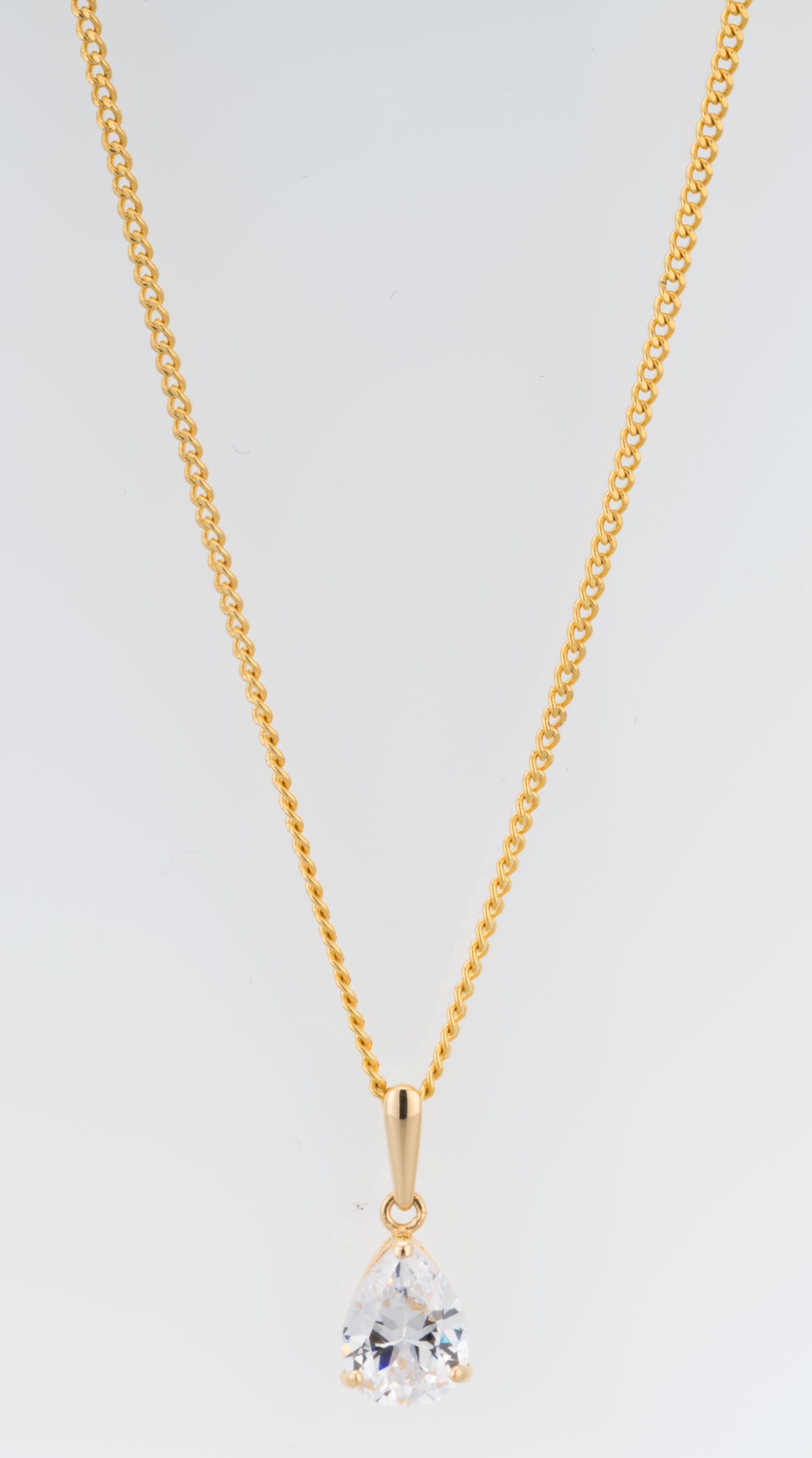9 Carat Yellow Gold Elegant Teardrop-shaped Zirconia Pendant for Women's Jewelry Collection