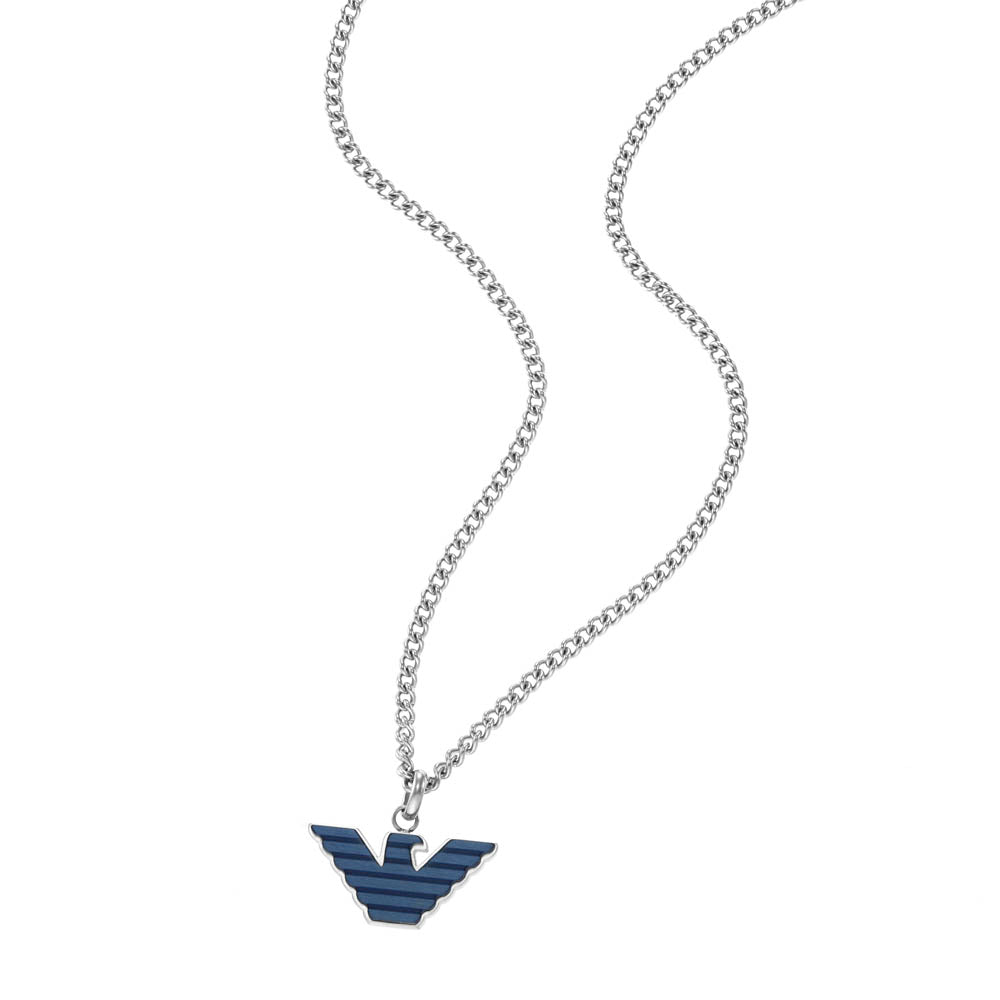 Emporio Armani Stainless Steel Essential Logo Pendant Necklace with Chain