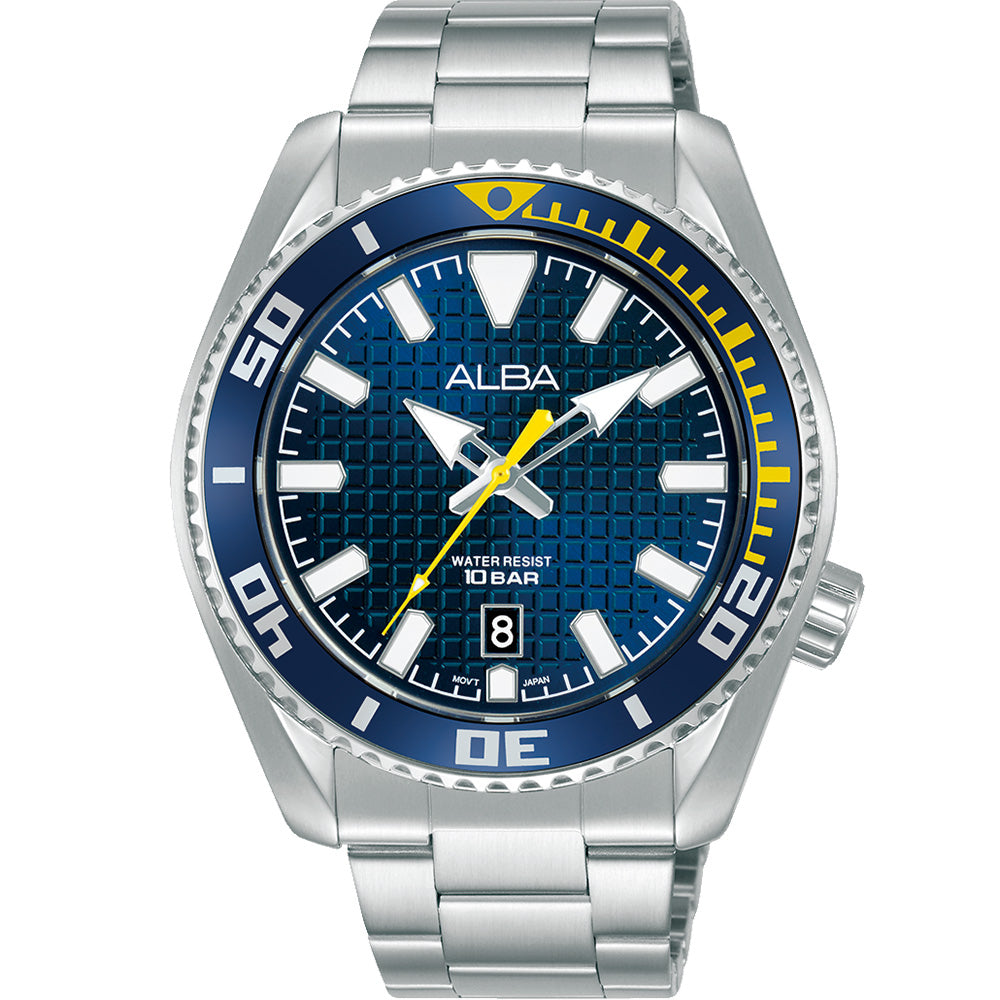 Alba Active AS9N97X Men's Dynamic Blue Dial Stainless Steel Wristwatch