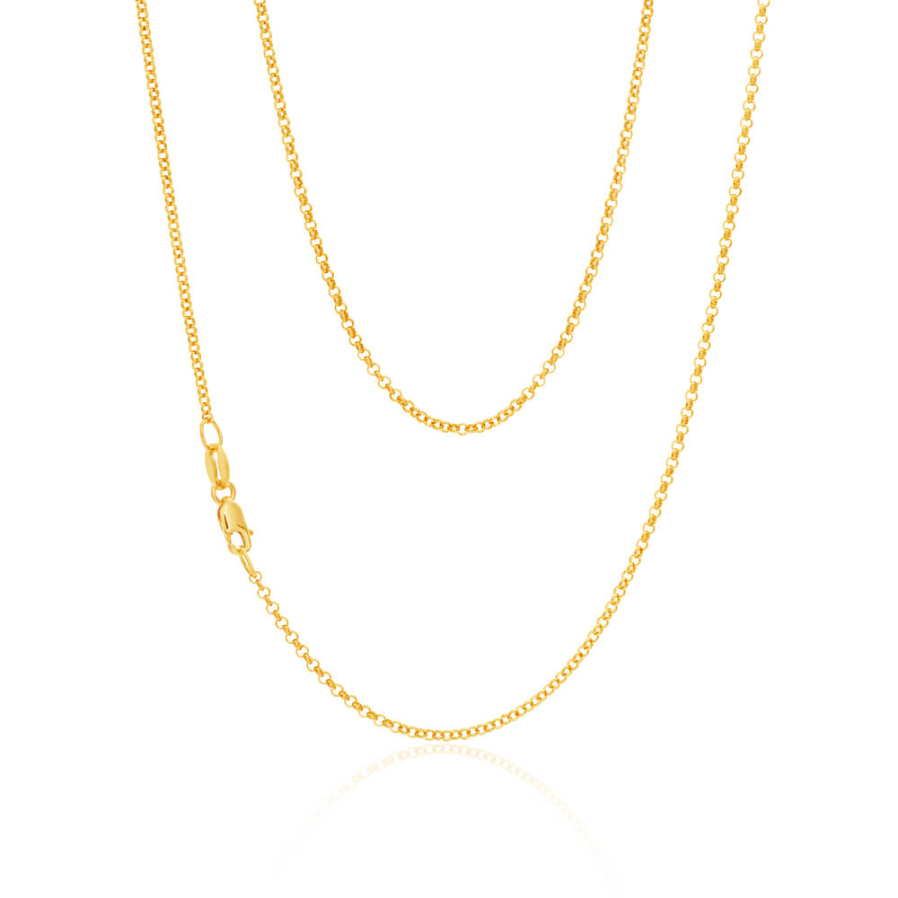 50cm Long 1.6mm Width 9 Carat Solid Yellow Gold Belcher Chain for Jewelry