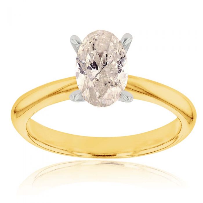 18ct Yellow Gold Ring with 1-Carat Oval Australian Champagne Diamond
