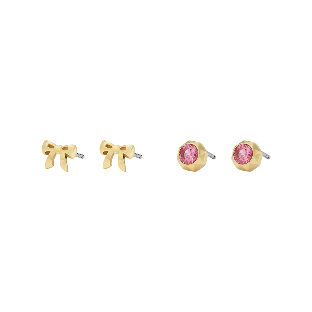 Fossil's Exclusive Barbie Special Gold-Plated Stainless Steel 2-Pair Earrings Set