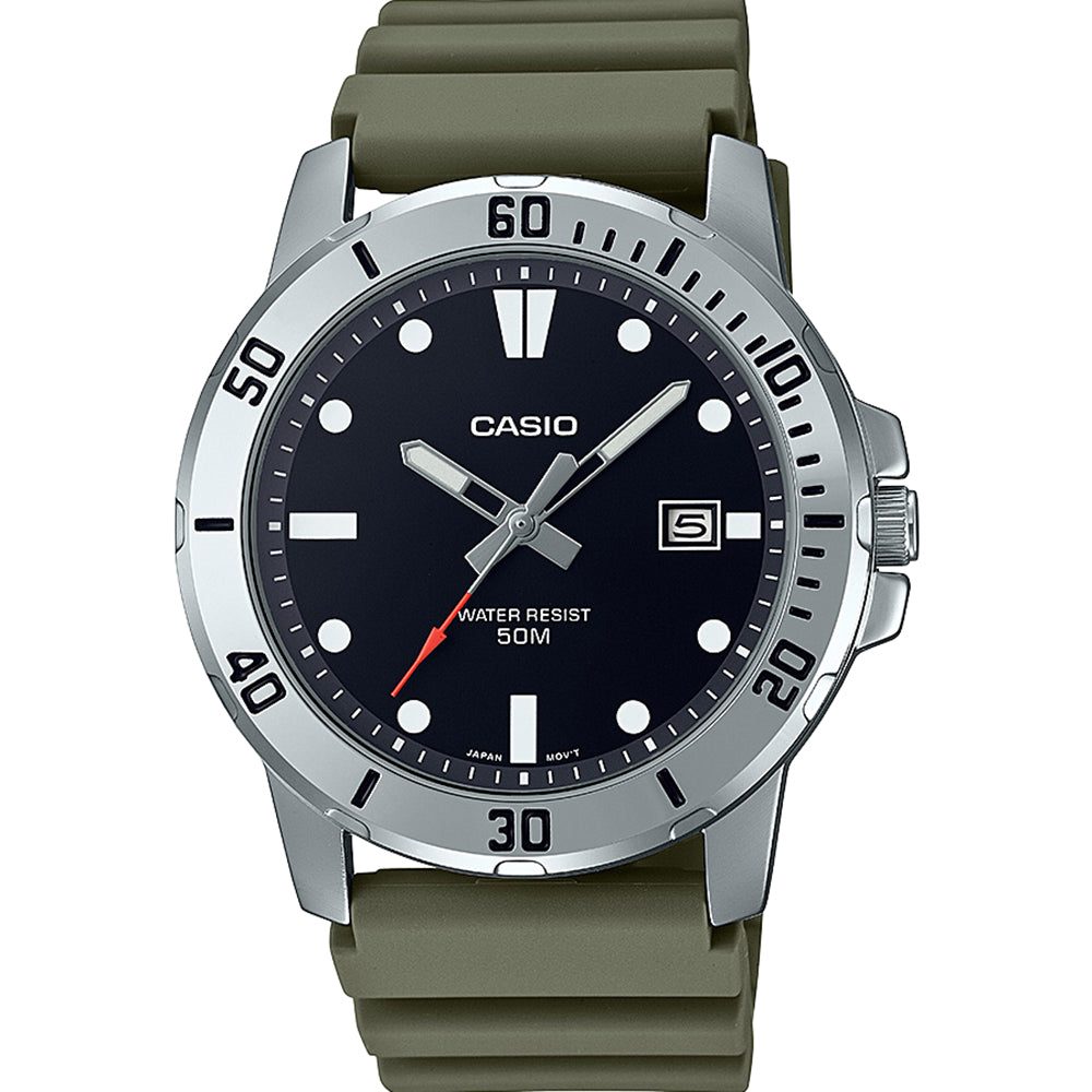 Casio MTPVD01-3 Sporty Analogue Watch with Metal-Urethane Design