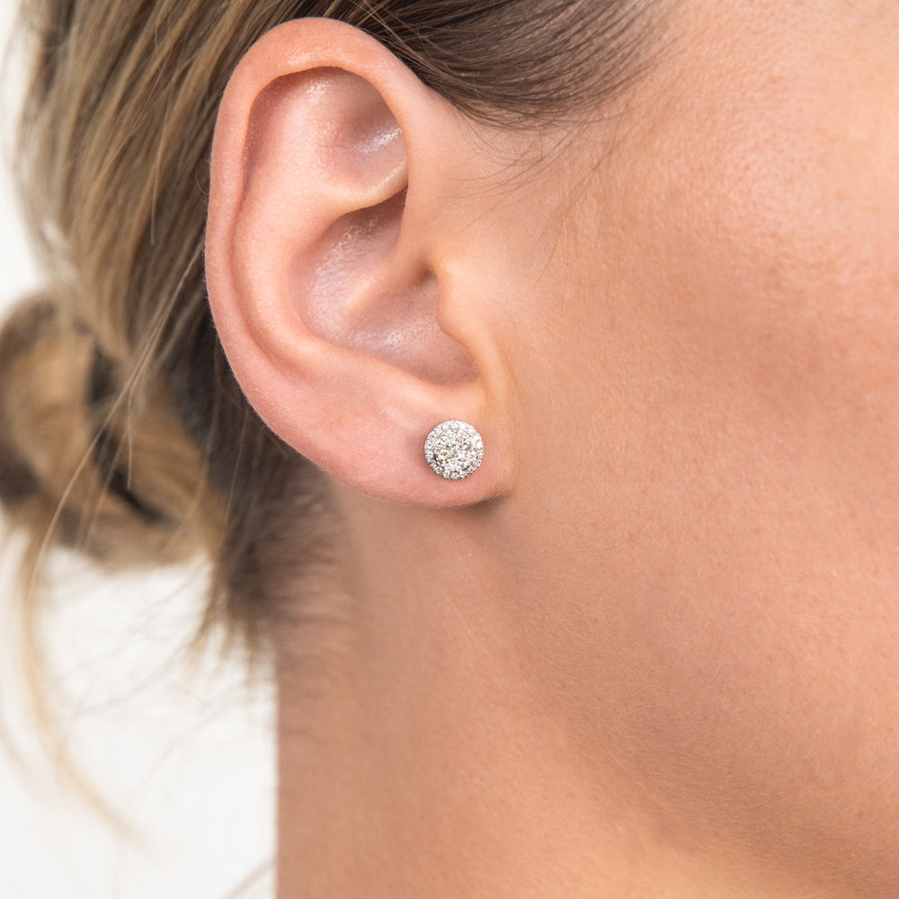 Exquisite 9ct Alluring White Gold Half - Carat Diamond Stud Earrings for Women's Jewelry Collection