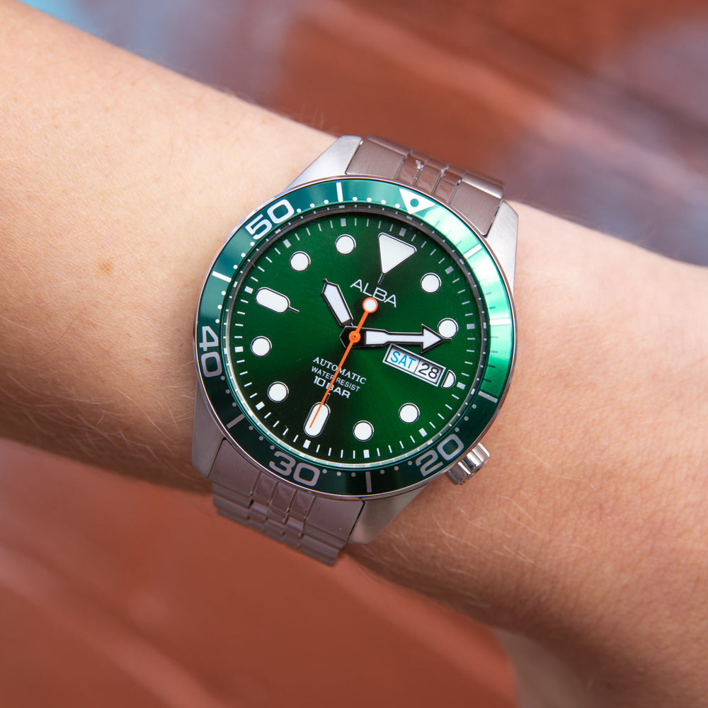 Alba AL4187X1 Men's Automatic Stainless Steel Watch with Stunning Green Dial