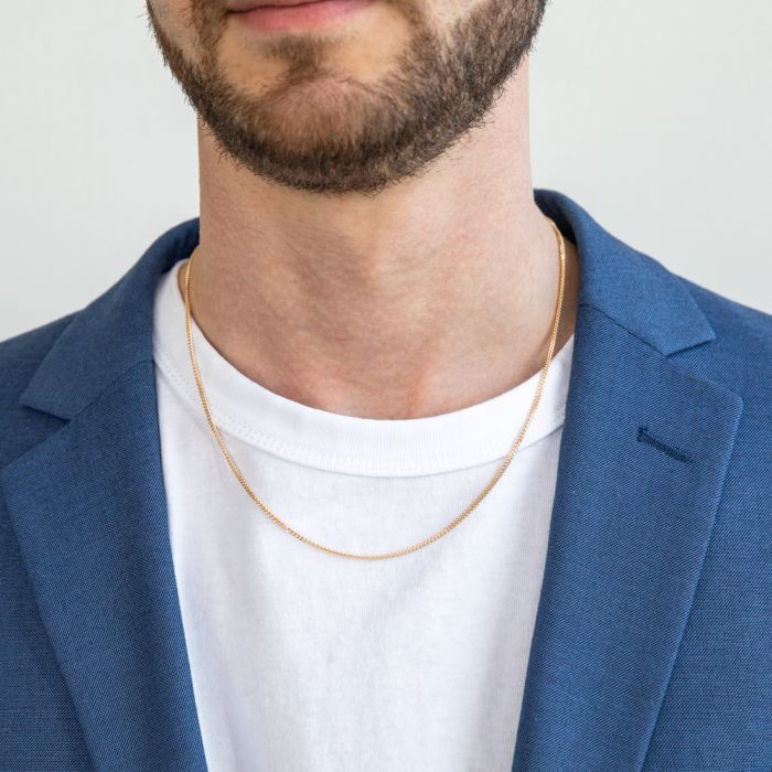 50cm 50Gauge 9ct Solid Yellow Gold Curb Dicut Chain for Stylish Look