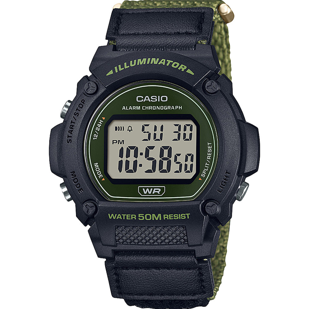 Casio Men's Velcro Wristwatch Model W219HB - 3A for Everyday Use