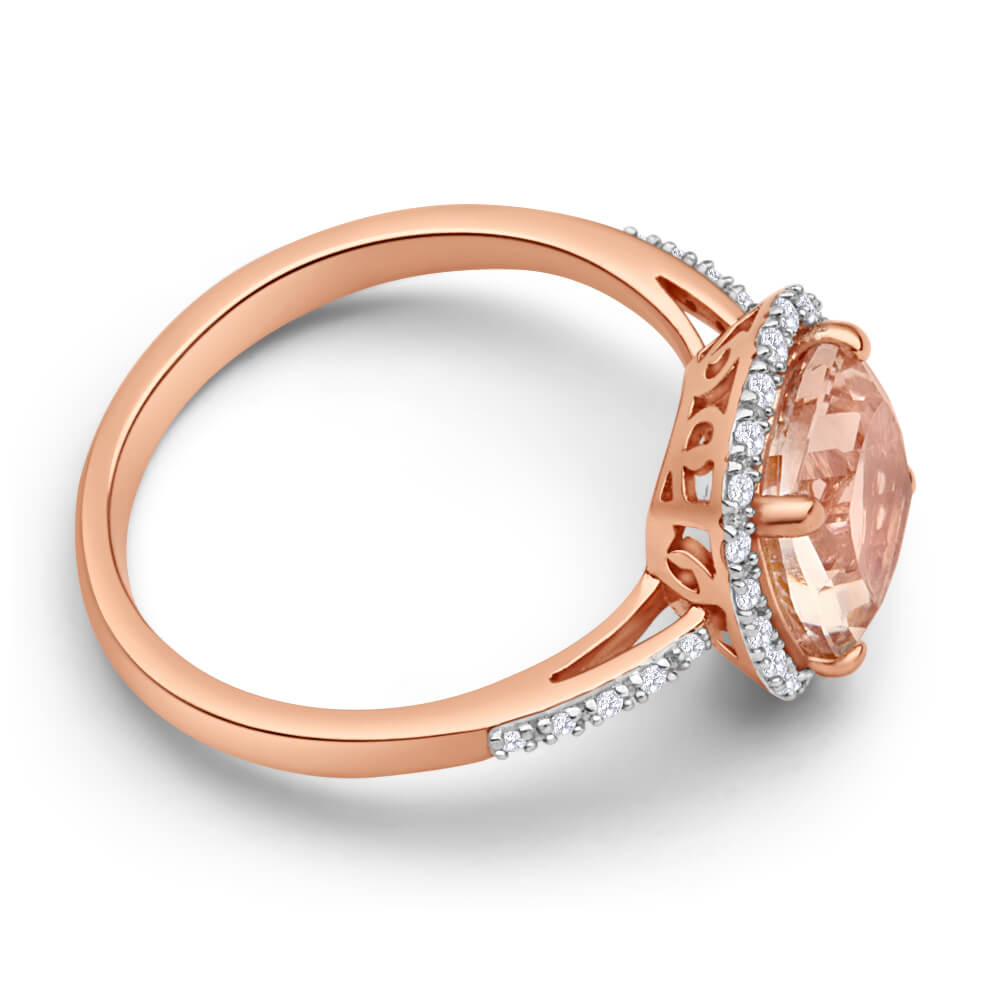 Stunning 9ct Rose Gold Ring with Diamonds and Morganite Stones