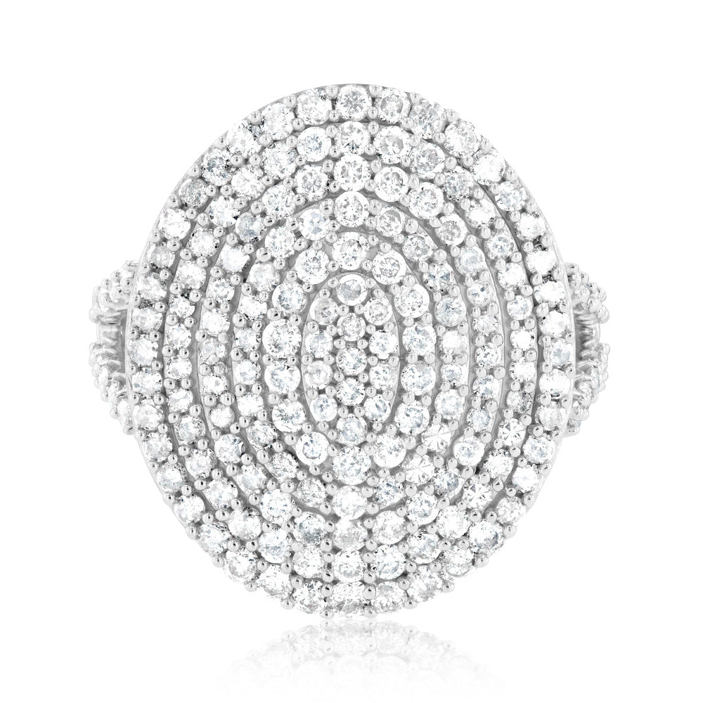 Stunning 2 Carat Diamond Cluster Engagement Ring Crafted in 9ct Yellow Gold